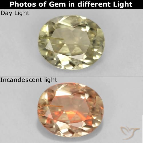 0.67ct Natural Amarillo suave Diásporo con Cambio de Color, Ovalada, VS