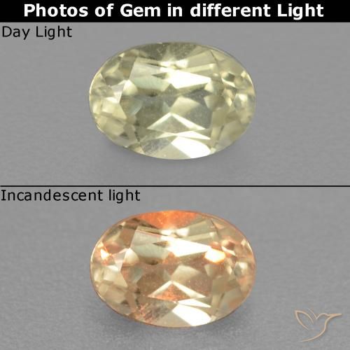 Diásporo con Cambio de Color Amarillo claro natural de 0.48 ct, Ovalada, VS