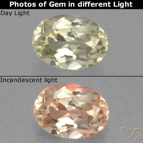 0.88ct Natural Amarillo claro Diásporo con Cambio de Color, Ovalada, VS