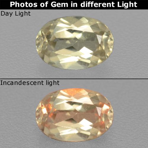 Diasporo con cambio de color amarillo natural de 0,54 ct, corte óvalo, VS