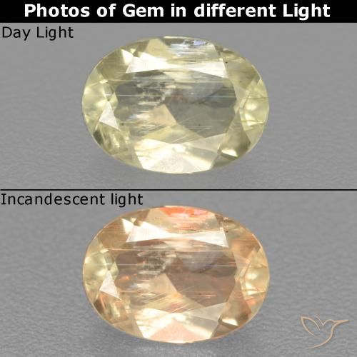 0.51ct Natural Amarillo claro Diásporo con Cambio de Color, Ovalada, VS