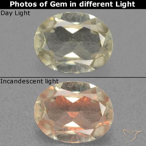 0.58ct Natural Amarillo claro Diásporo con Cambio de Color, Ovalada, VS