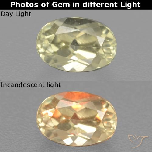 0.64ct Natural Amarillo claro Diásporo con Cambio de Color, Ovalada, VS