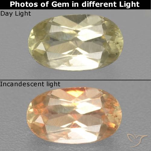 0.70ct Natural Amarillo suave Diásporo con Cambio de Color, Ovalada, VS