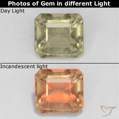 0.83ct Natural Amarillo claro Diásporo con Cambio de Color, corte esmeralda, VS