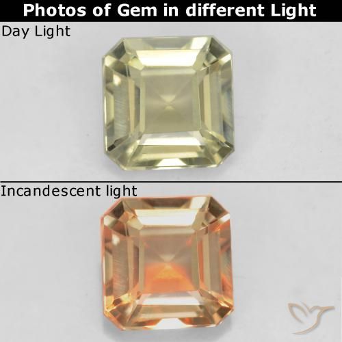 0.70ct Natural Amarillo claro Diásporo con Cambio de Color, corte esmeralda, VS