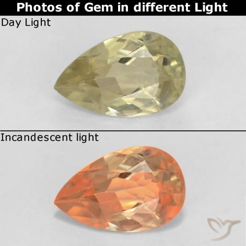 0.71ct Natural Amarillo suave Diásporo con Cambio de Color, En forma de pera, VS