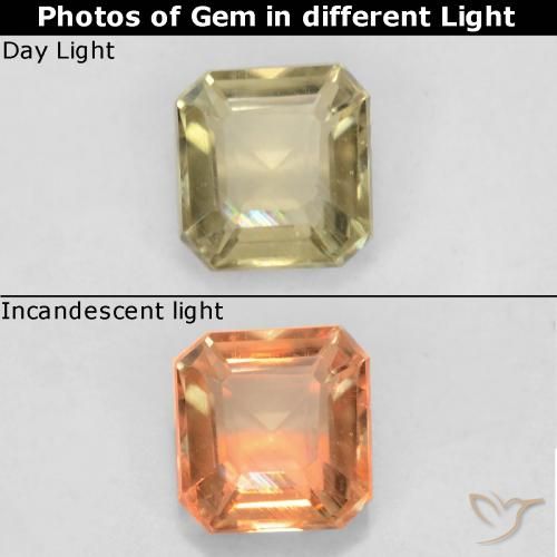0.60ct Natural Amarillo claro Diásporo con Cambio de Color, corte esmeralda, VS