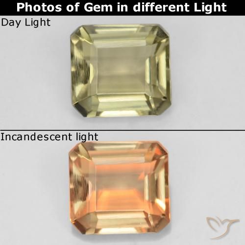 0.97ct Natural Amarillo claro Diásporo con Cambio de Color, corte esmeralda, VVS-VS