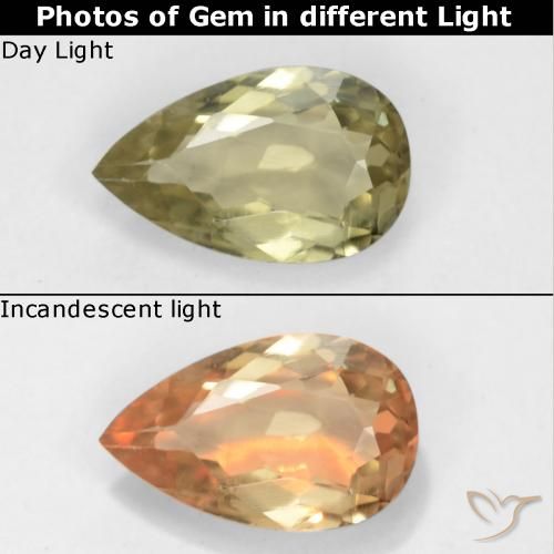 0.70ct Natural Amarillo pálido Diásporo con Cambio de Color, En forma de pera, VS