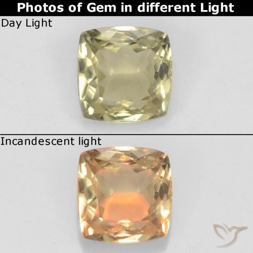 0.90ct Natural Amarillo claro Diásporo con Cambio de Color, Forma Cojín, VS