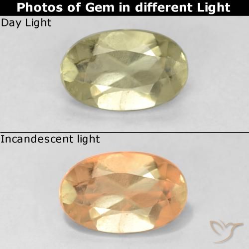 0.67ct Natural Amarillo claro Diásporo con Cambio de Color, Ovalada, VS