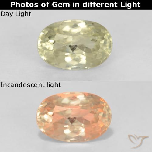 0.78ct Natural Amarillo claro Diásporo con Cambio de Color, Ovalada, VS