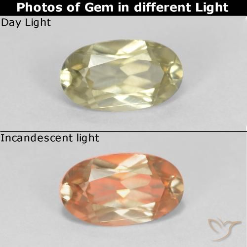0.53ct Natural Amarillo claro Diásporo con Cambio de Color, Ovalada, VVS-VS
