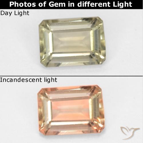0.71ct Natural Amarillo claro Diásporo con Cambio de Color, corte esmeralda, VS