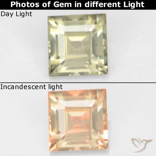 0.83ct Natural Amarillo claro Diásporo con Cambio de Color, Cuadrado, VVS-VS