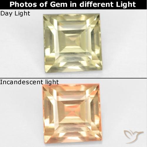 0.90ct Natural Beige amarillo Diásporo con Cambio de Color, Cuadrado, VVS-VS
