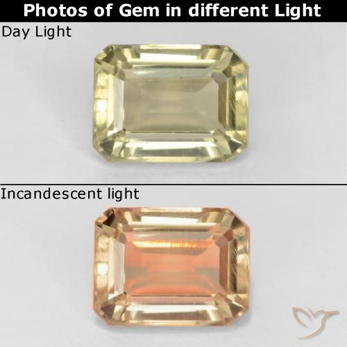 0.80ct Natural Amarillo muy pálido Diásporo con Cambio de Color, corte esmeralda, VS