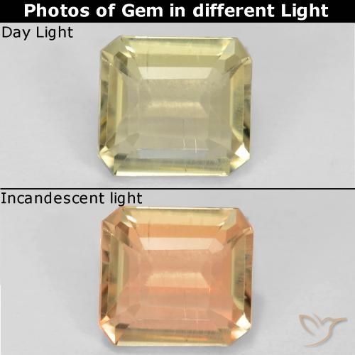 0.73ct Natural Amarillo muy pálido Diásporo con Cambio de Color, corte esmeralda, VS