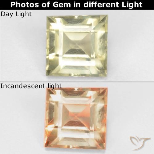 Diásporo con Cambio de Color Beige amarillo natural de 0.89 ct, Cuadrado, VS