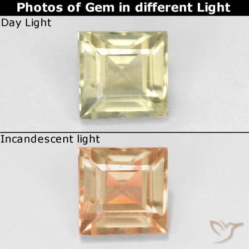0.63ct Natural Amarillo muy claro Diásporo con Cambio de Color, Cuadrado, VS