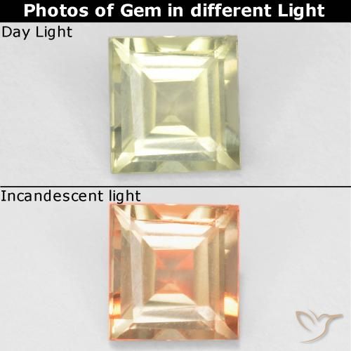 0.62ct Natural Amarillo muy claro Diásporo con Cambio de Color, Cuadrado, VVS-VS