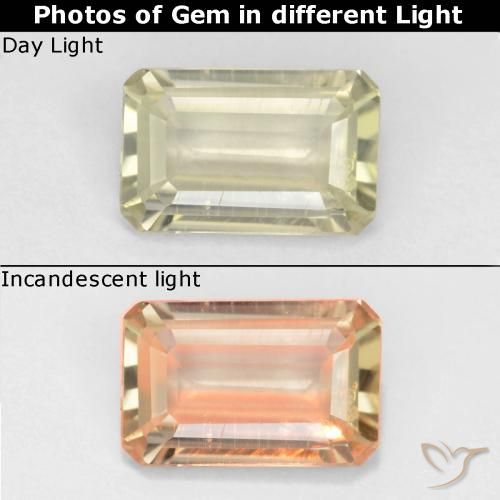 0.68ct Natural Amarillo pálido Diásporo con Cambio de Color, corte esmeralda, VVS-VS