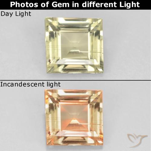 0.62ct Natural Amarillo muy claro Diásporo con Cambio de Color, Cuadrado, VS