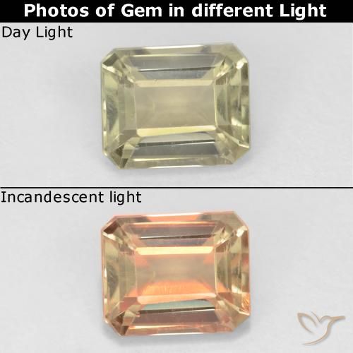 0.72ct Natural Amarillo muy claro Diásporo con Cambio de Color, corte esmeralda, VS