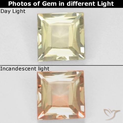 0.66ct Natural Amarillo muy claro Diásporo con Cambio de Color, Cuadrado, VS