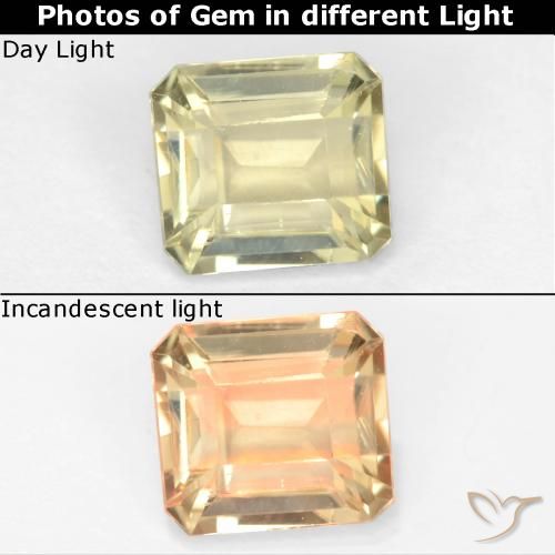 0.80ct Natural Amarillo muy claro Diásporo con Cambio de Color, corte esmeralda, VS