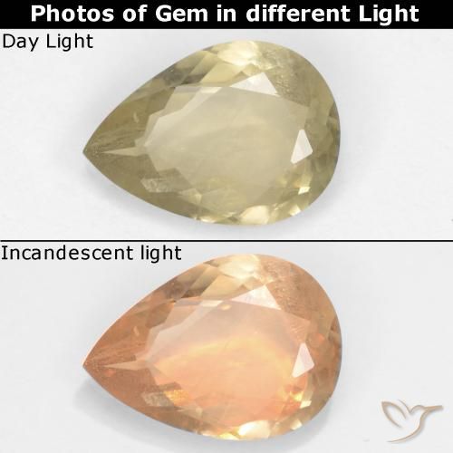 1.34ct Natural Amarillo claro Diásporo con Cambio de Color, En forma de pera, VS