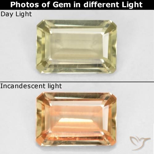 0.58ct Natural Amarillo medio Diásporo con Cambio de Color, corte esmeralda, VS