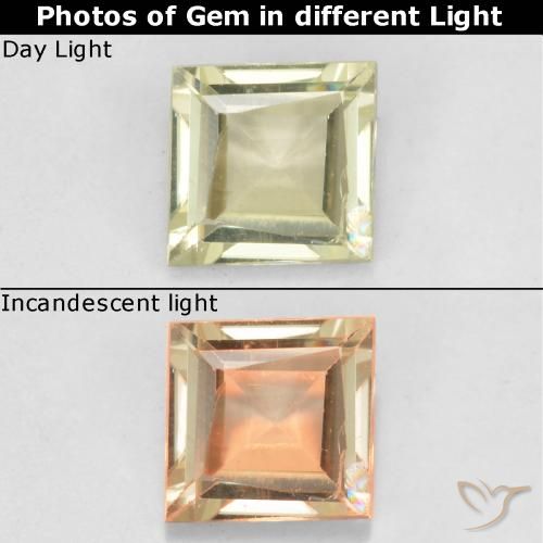 0.45ct Natural Amarillo claro Diásporo con Cambio de Color, Cuadrado, VS