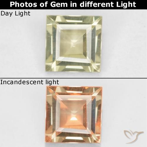 0.48ct Natural Amarillo muy pálido Diásporo con Cambio de Color, Cuadrado, VS