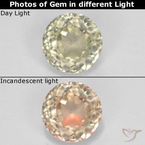 0.74ct Natural Amarillo pálido Diásporo con Cambio de Color, Redondo, VS