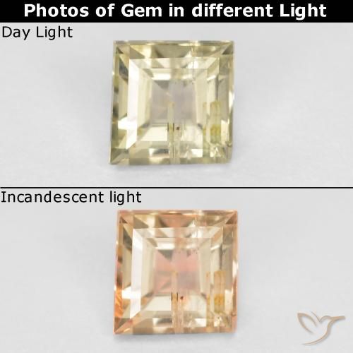 Diásporo con Cambio de Color Amarillo pálido natural de 0.58 ct, Corte Baguette, SI