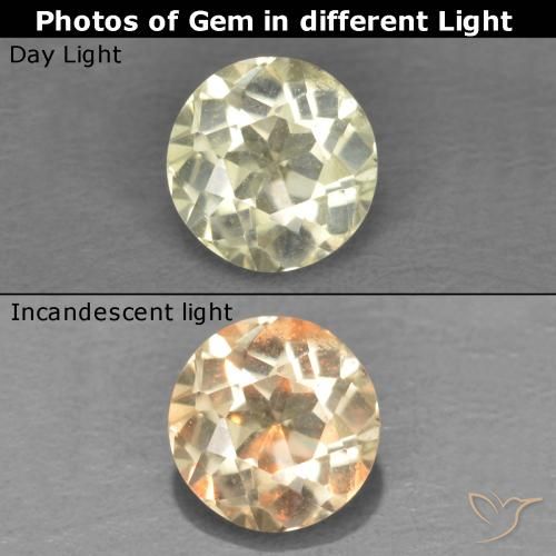 0.45ct Natural Amarillo muy claro Diásporo con Cambio de Color, Redondo, VS
