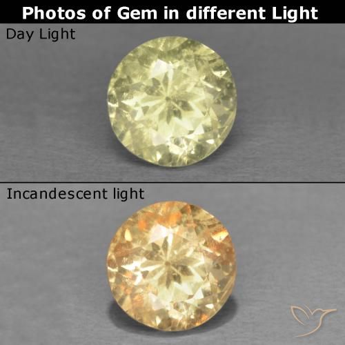 0.48ct Natural Amarillo claro Diásporo con Cambio de Color, Redondo, VS