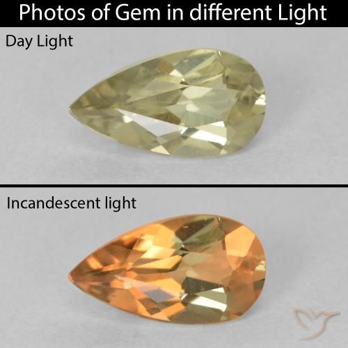 0.76ct Natural Amarillo medio Diásporo con Cambio de Color, En forma de pera, VVS