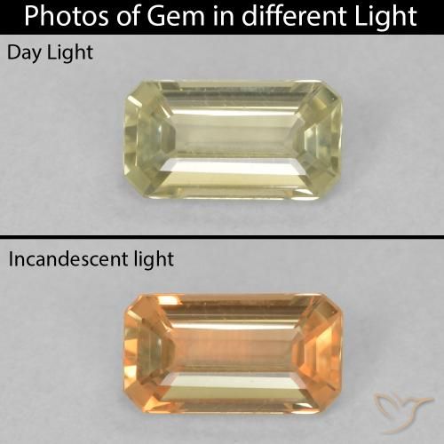 0.29ct Natural Amarillo claro Diásporo con Cambio de Color, corte esmeralda, VVS