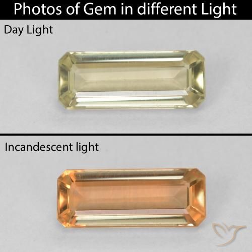 1.31ct Natural Amarillo claro Diásporo con Cambio de Color, corte esmeralda, VVS