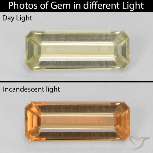 1.35ct Natural Amarillo claro Diásporo con Cambio de Color, corte esmeralda, VVS
