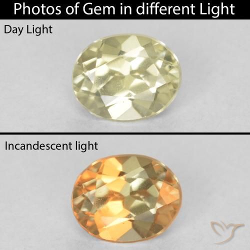 0.44ct Natural Amarillo claro Diásporo con Cambio de Color, Ovalada, VVS