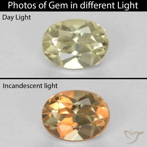 0.47ct Natural Amarillo claro Diásporo con Cambio de Color, Ovalada, VVS