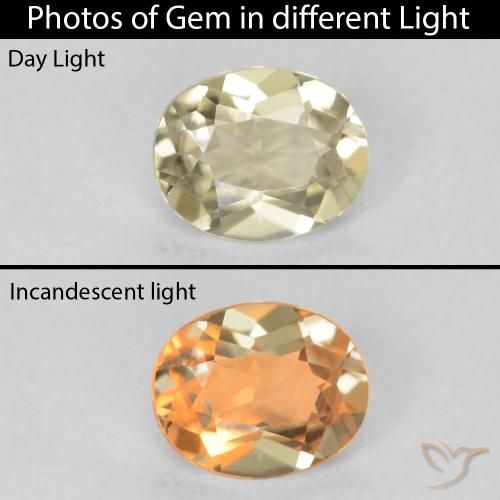 0.47ct Natural Amarillo claro Diásporo con Cambio de Color, Ovalada, VVS