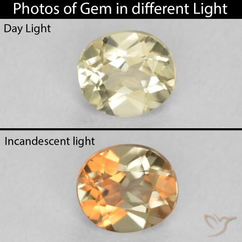 0.45ct Natural Amarillo claro Diásporo con Cambio de Color, Ovalada, VVS