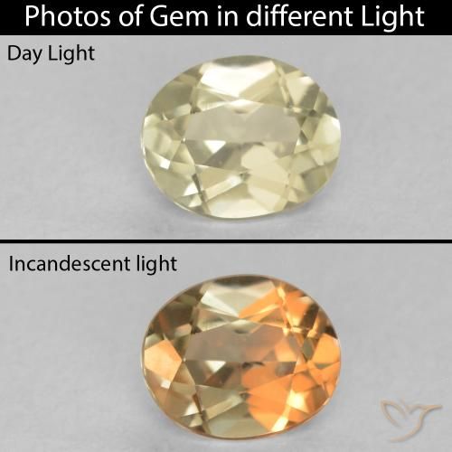 0.43ct Natural Amarillo claro Diásporo con Cambio de Color, Ovalada, VVS