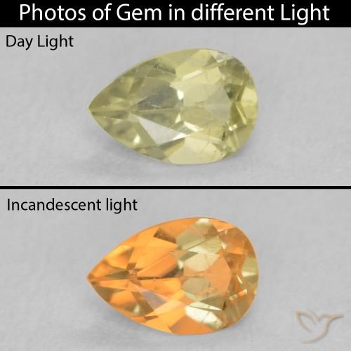 0.44ct Natural Amarillo medio Diásporo con Cambio de Color, En forma de pera, VS