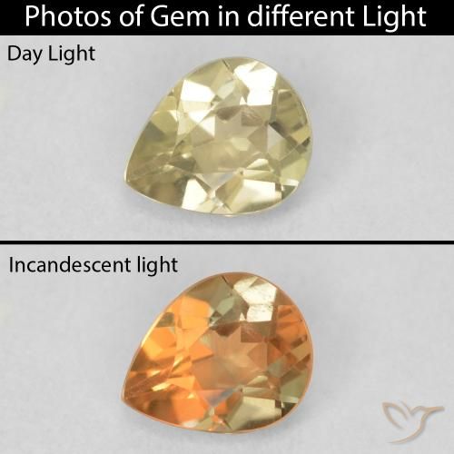 0.60ct Natural Amarillo claro Diásporo con Cambio de Color, En forma de pera, VS